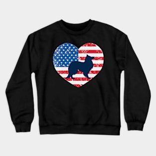 American Flag Heart Love Sheltie Usa Patriotic 4Th Of July Crewneck Sweatshirt